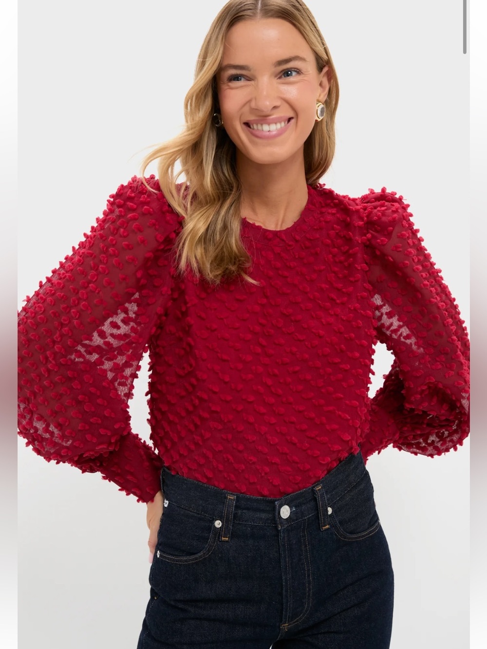 Hyacinth House red long sleeve Harriet blouse size S